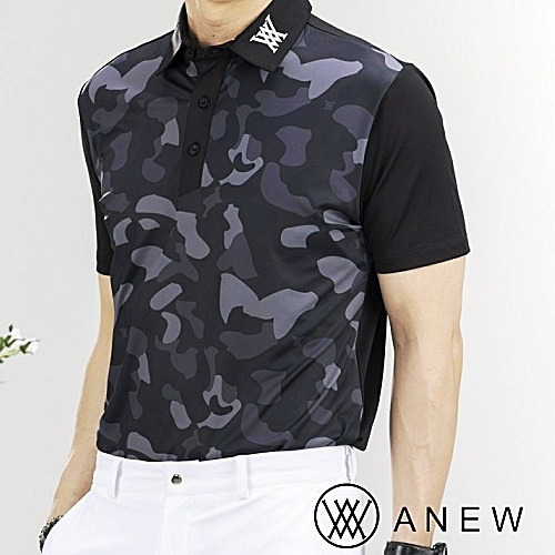 어* ANEW 빅카모 패턴 카라 실켓 반팔티셔츠