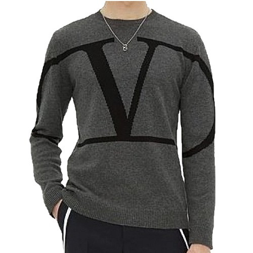 VALENTINO 인타르시아 V로고 캐시미어 스웨터