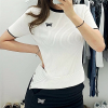 P*G 여성 라운드 배색 심플 니트