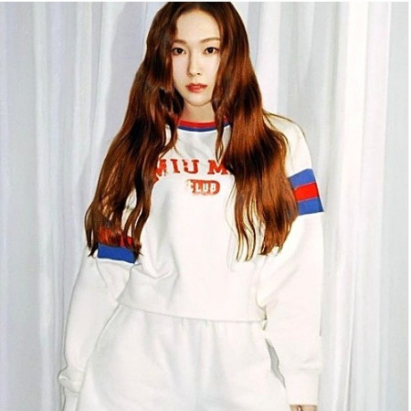 MIU MIU 프린트 크롭 코튼 스웻 셔츠