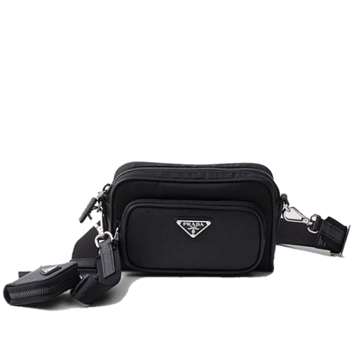 PRADA 리나일론 및 사피아노 가죽 숄더백