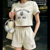 PRADA 밀라노 로고 크롭 반팔 + 숏팬츠 SET