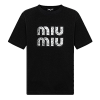 미우 MIUMIU 펜스 로고드 티셔츠