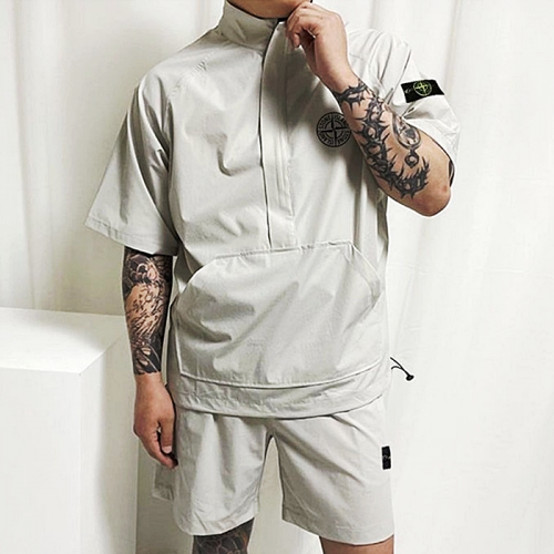 STONE ISLAND 버팅로고 윈드반팔아노락 반바지 SET