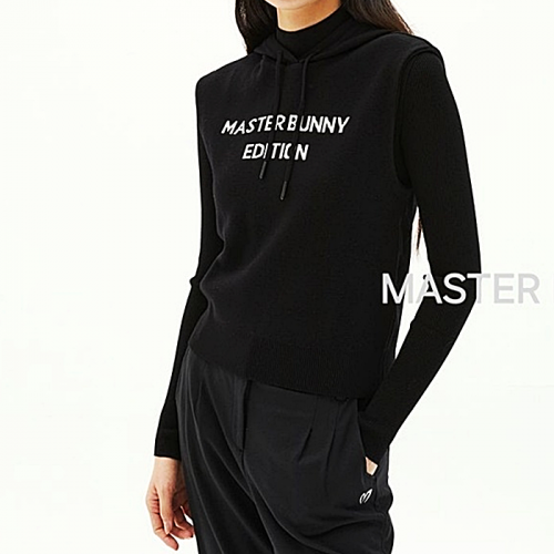 마스터바니 MASTERBUNNY 로고 자카드 후드 니트 베스트
