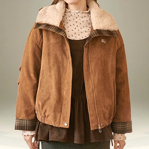 BURBERRY 체크 카라 무스탕