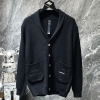 크롬하츠 Chrome hearts  가죽패치 숄카라 가디건