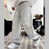 Chrome hearts 레더 패치 코튼 와이드 스웻팬츠