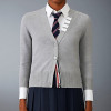 THOM BROWNE 사선 저지 스티치 V넥 가디건