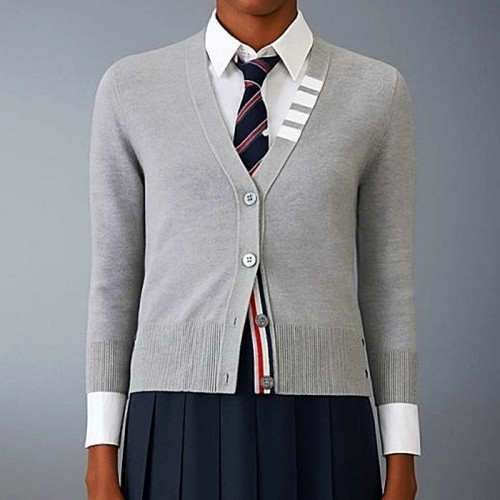 THOM BROWNE 사선 저지 스티치 V넥 가디건