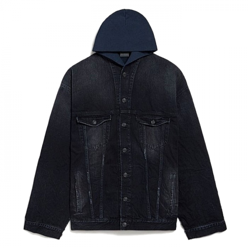 BALENCIAGA 오버레이어 후디드 데님자켓