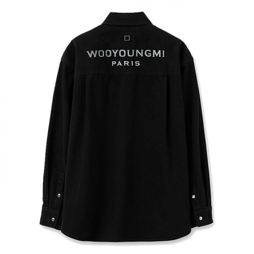WOOYOUNGMI 솔리드 백로고드 데님셔츠