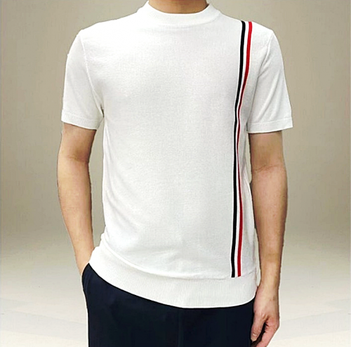 THOM BROWNE 라인테잎 니트 반팔