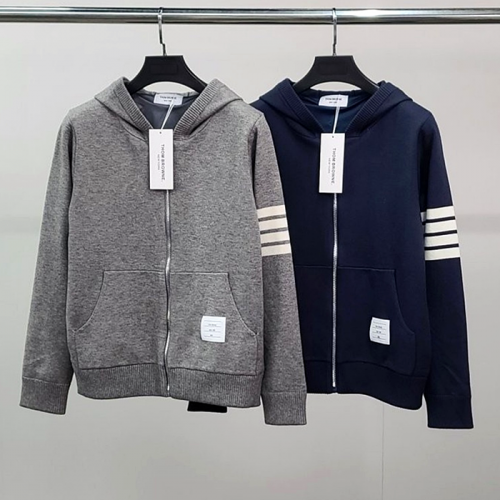 THOM BROWNE 4바 룩백 후드 집업 자켓