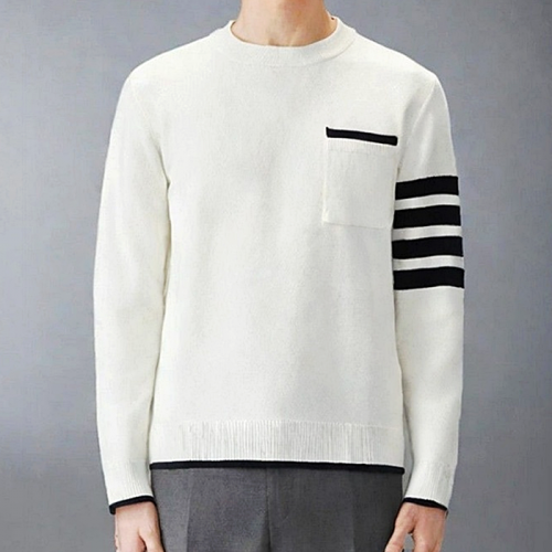 THOM BROWNE 밀라노 스티치 티핑 크루넥 니트 스웨터