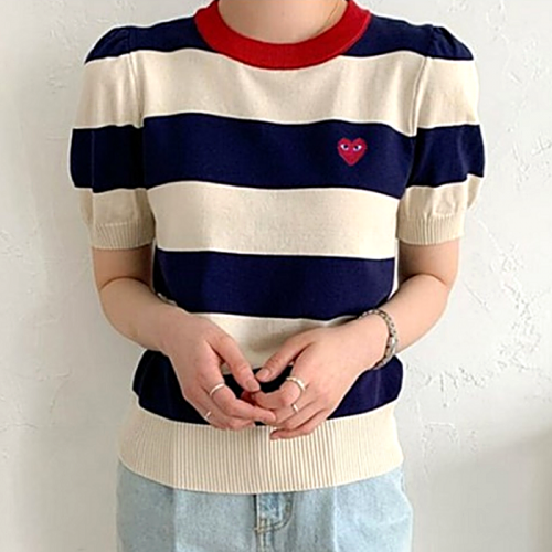 꼼데가*송  퍼프 라운드 반팔
