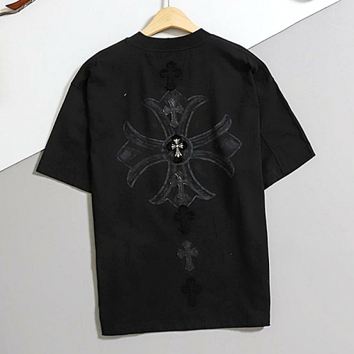 Chrome hearts 시그니처 자수 레터링 스틸 티셔츠