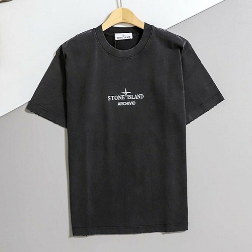 STONE ISLAND 레터링 백 시그니처 디자인 프린트 티셔츠
