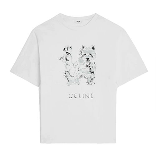 CELINE 화이트 테리어 티셔츠