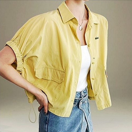 라코스테 LACOSTE 셔링소매 단추 블라우스