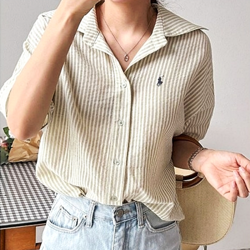 Polo ralphlauren ST 린넨 빅카라 5부 셔츠