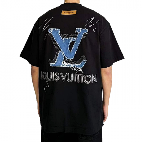 LOUIS VUITTON LV 데님 자수 로고 티셔츠