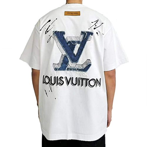 LOUIS VUITTON LV 데님 자수 로고 티셔츠