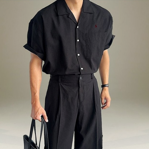 Polo ralphlauren 린넨 와이드 핀턱 팬츠 셔츠 SET