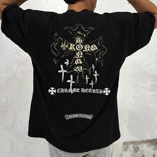 Chrome Hearts 페인팅 세메터리 빈티지 자수 로고 빈티지 티셔츠