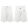 THOM BROWNE 화이트 4부 핀턱 벌룬 세미 와이드 팬츠