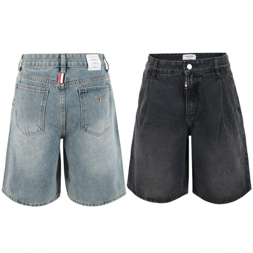 THOM BROWNE 4부 핀턱 벌룬 세미 와이드 팬츠
