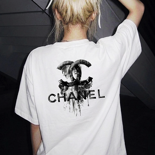 CHANEL 빈티지 물감 로고 반팔 티셔츠