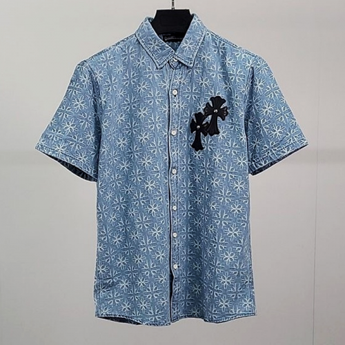 Chrome Hearts 크로스 반팔 데님 셔츠