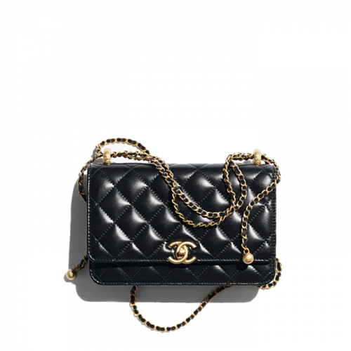 CHANEL 체인 지갑 골드 메탈 블랙