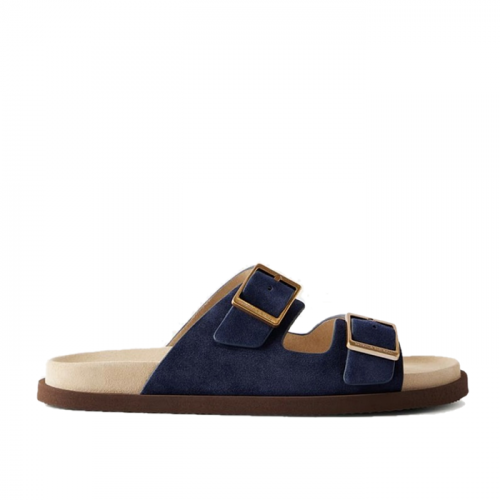 BRUNELLO CUCINELLI 스웨이드 버클 샌들 - 네이비