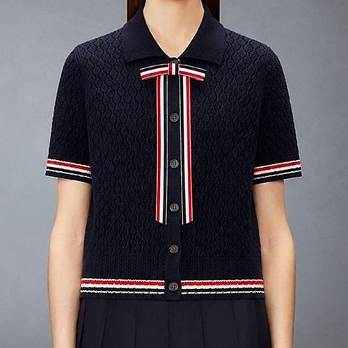 THOM BROWNE 코르쉐 카라 숏 슬리브 가디건
