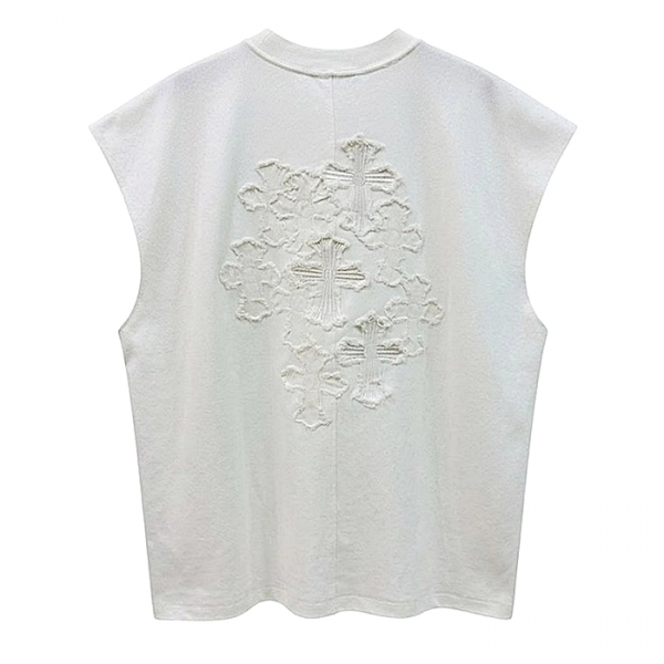 Chrome Hearts 그레이브 패치드 컷오프 티셔츠