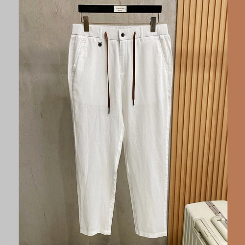 로로피아나 Loro Piana 자수 베이직 밴딩 린넨 팬츠