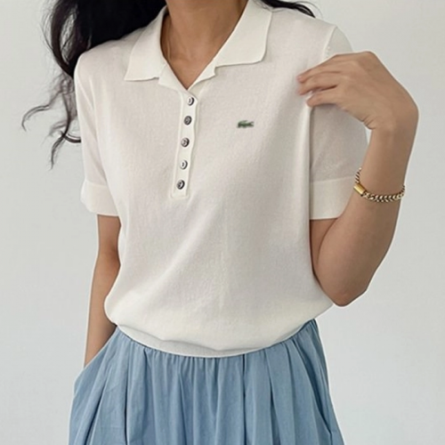라코*테  줄버튼 카라 반팔