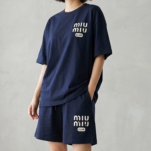 MIUMIU 메인 로고 오버핏 하프 셋업