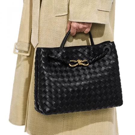 BOTTEGA VENETA 미디엄 안디아모 - 블랙 & 골드