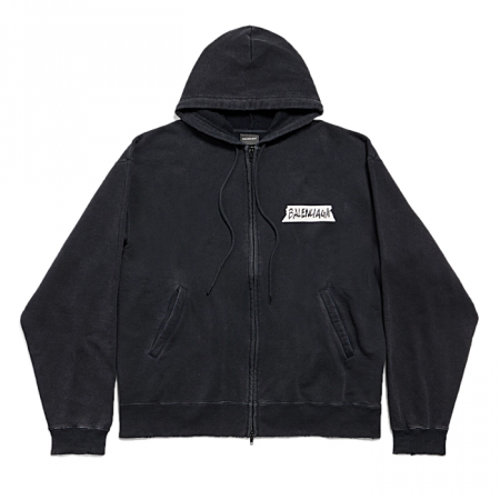 BALENCIAGA 마스킹 테이프 오버사이즈 집업 후디