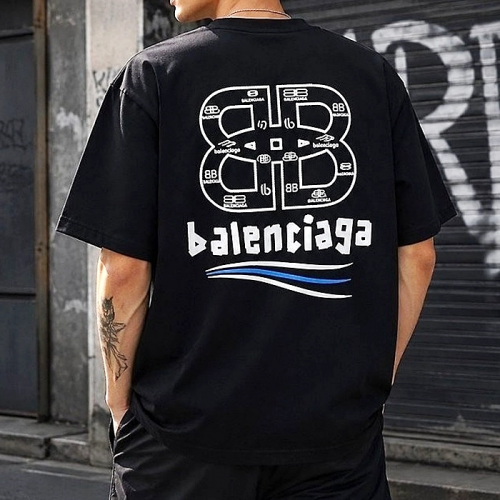 BALENCIAGA BB 멀티로고 자수 라운드 반팔 티셔츠