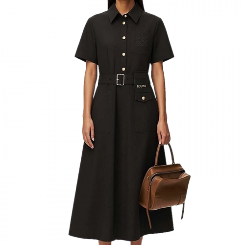 LOEWE 로고 벨티드 롱 원피스