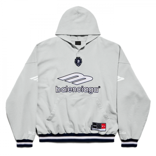 BALENCIAGA 3B 풋볼 폴로 후디 - 그레이 & 화이트