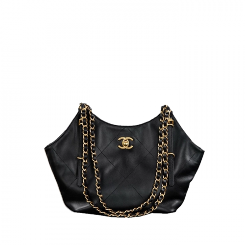 CHANEL 스몰 쇼핑백 골드메탈 블랙