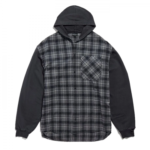 BALENCIAGA 플란넬 하이브리드 후디드 셔츠