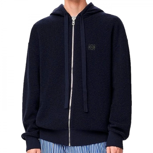 LOEWE 가죽패치 울 집업 후디