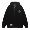 Chrome Hearts 대거 포인트 레더 크로스 후드 집업 자켓
