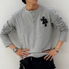 Chrome hearts 와플 헨리넥 레더 크로스 롱슬리브